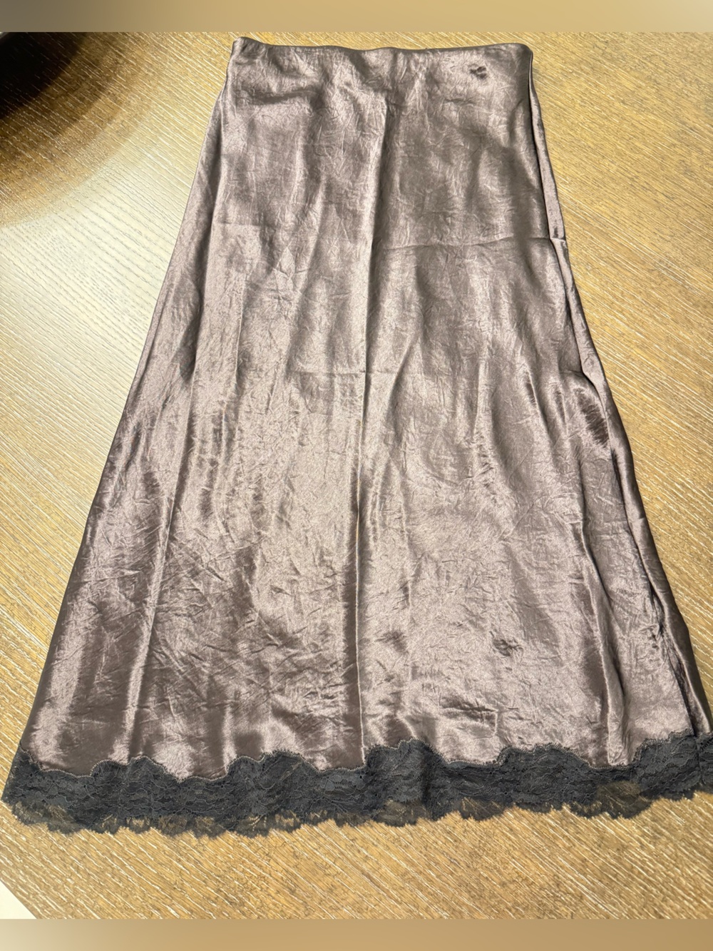 Satin A-Line Women's Skirt in Chocolate brown